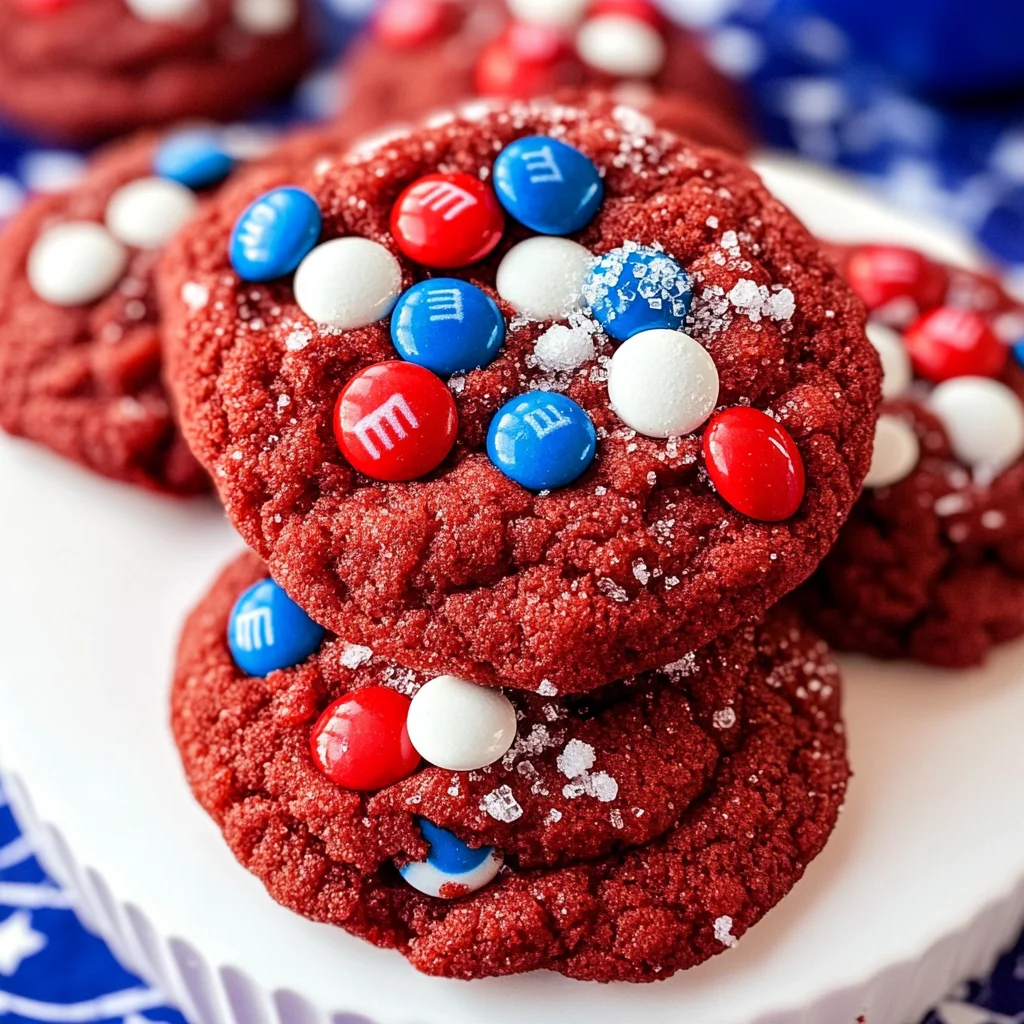 4th of July Red Velvet Cake Mix Cookies 