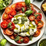 Burrata Caprese Salad with Heirloom Tomatoes & Basil Pesto