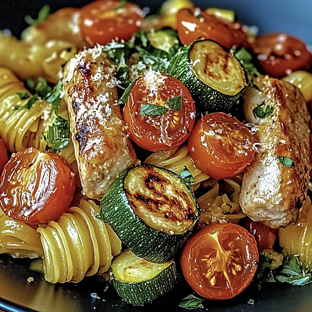 Chicken Sausages with Zucchini, Tomatoes, and Pasta Recipe