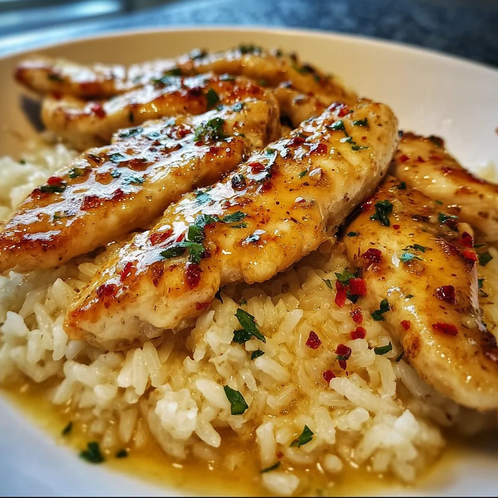 Chicken Scampi with Garlic Parmesan Rice