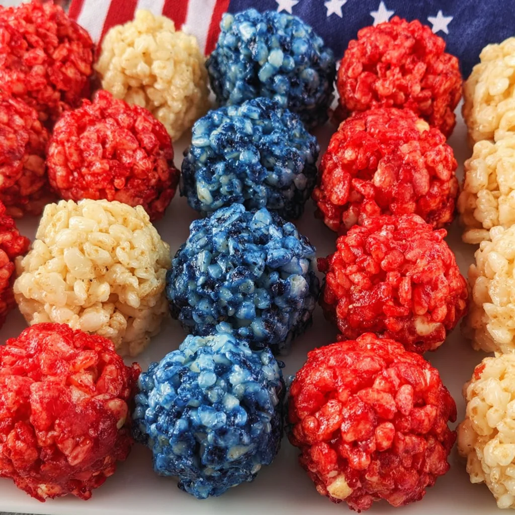 Red White and Blue Rice Krispie Treat Bites