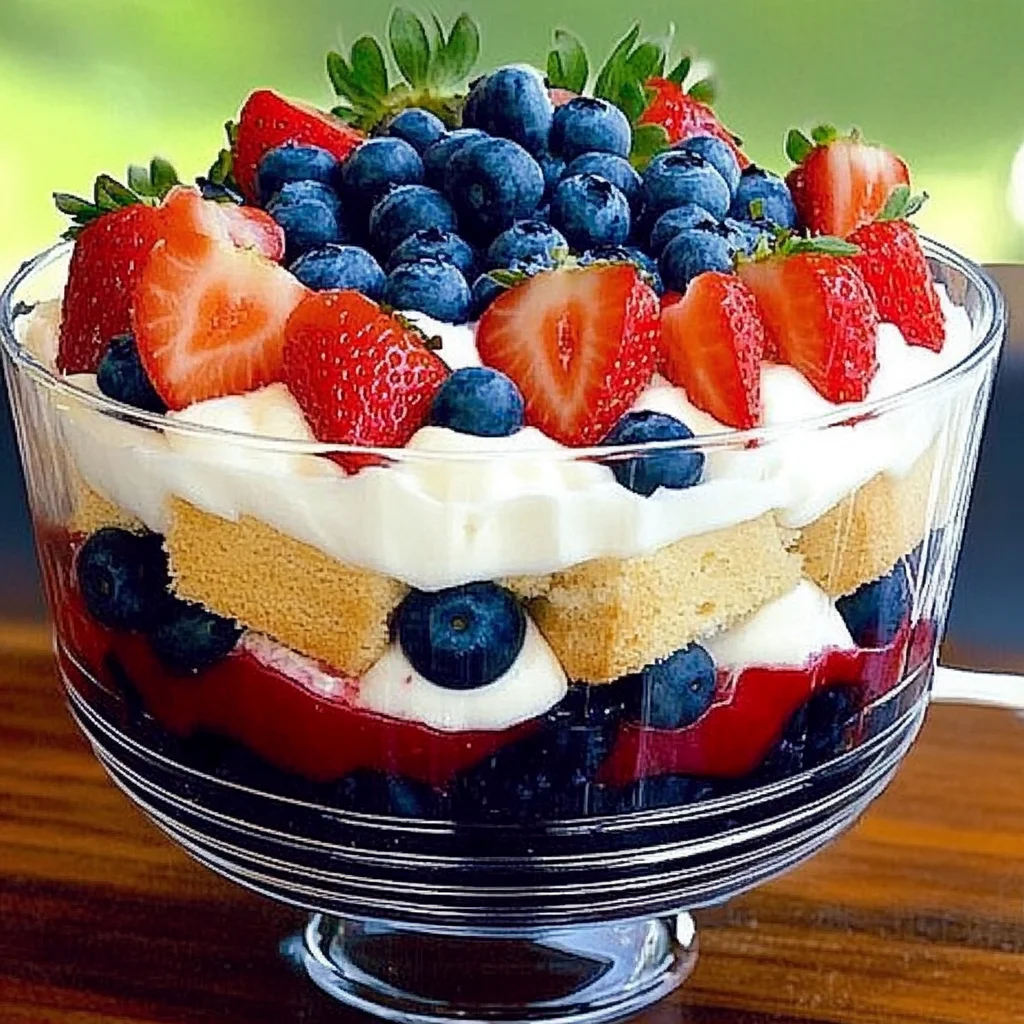 Red, White and Blueberry Trifle