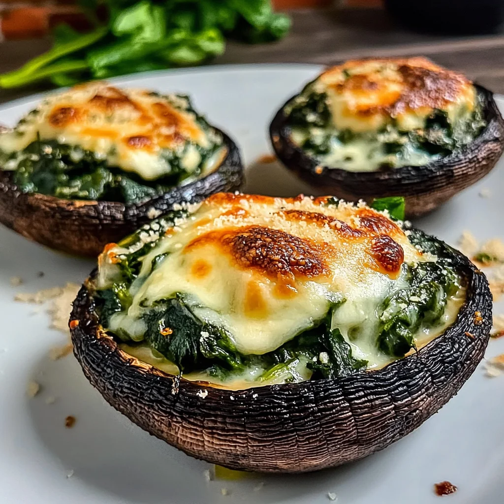 Spinach and Cheese Stuffed Portobello Mushroom