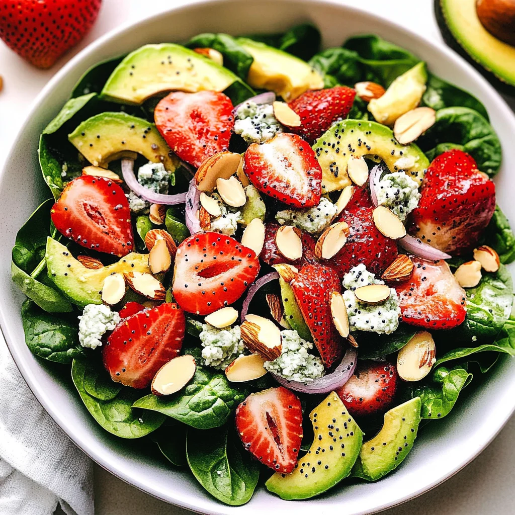Strawberry Avocado Spinach Salad with Poppyseed Dressing
