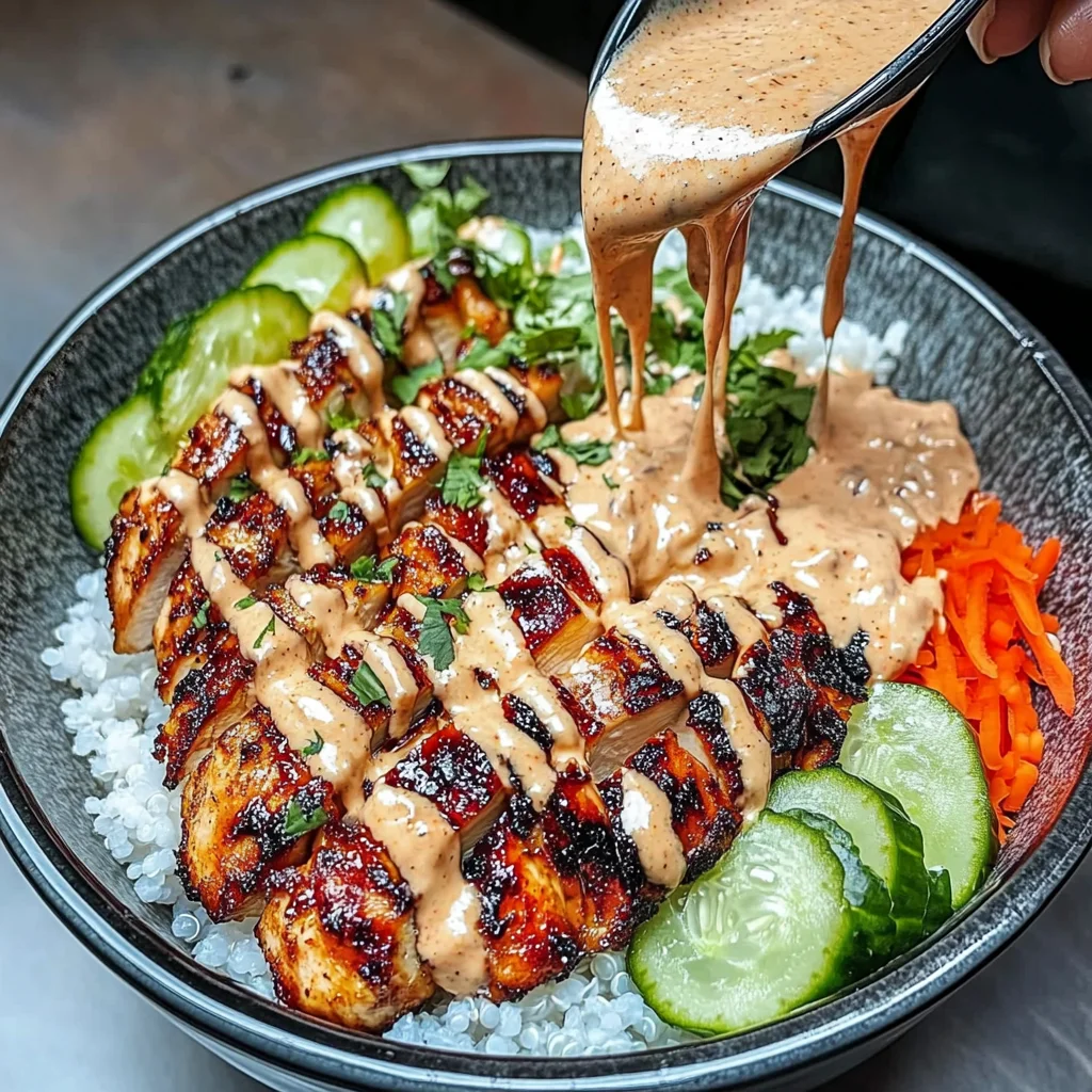 Sweet Chili Chicken Bowl with Coconut Lime Drizzle