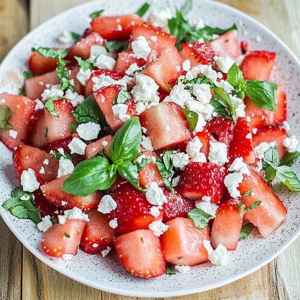 4 Ingredient Watermelon Feta Basil Salad