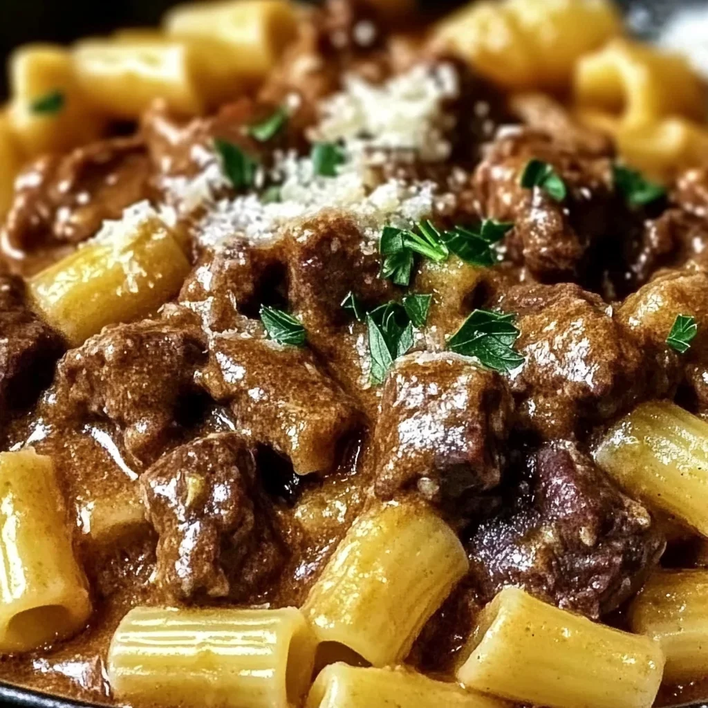 Creamy Garlic Beef Pasta