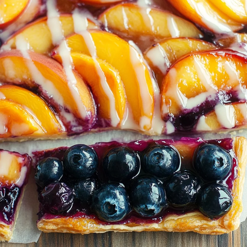Easy Blueberry Peach Tart with Vanilla Glaze