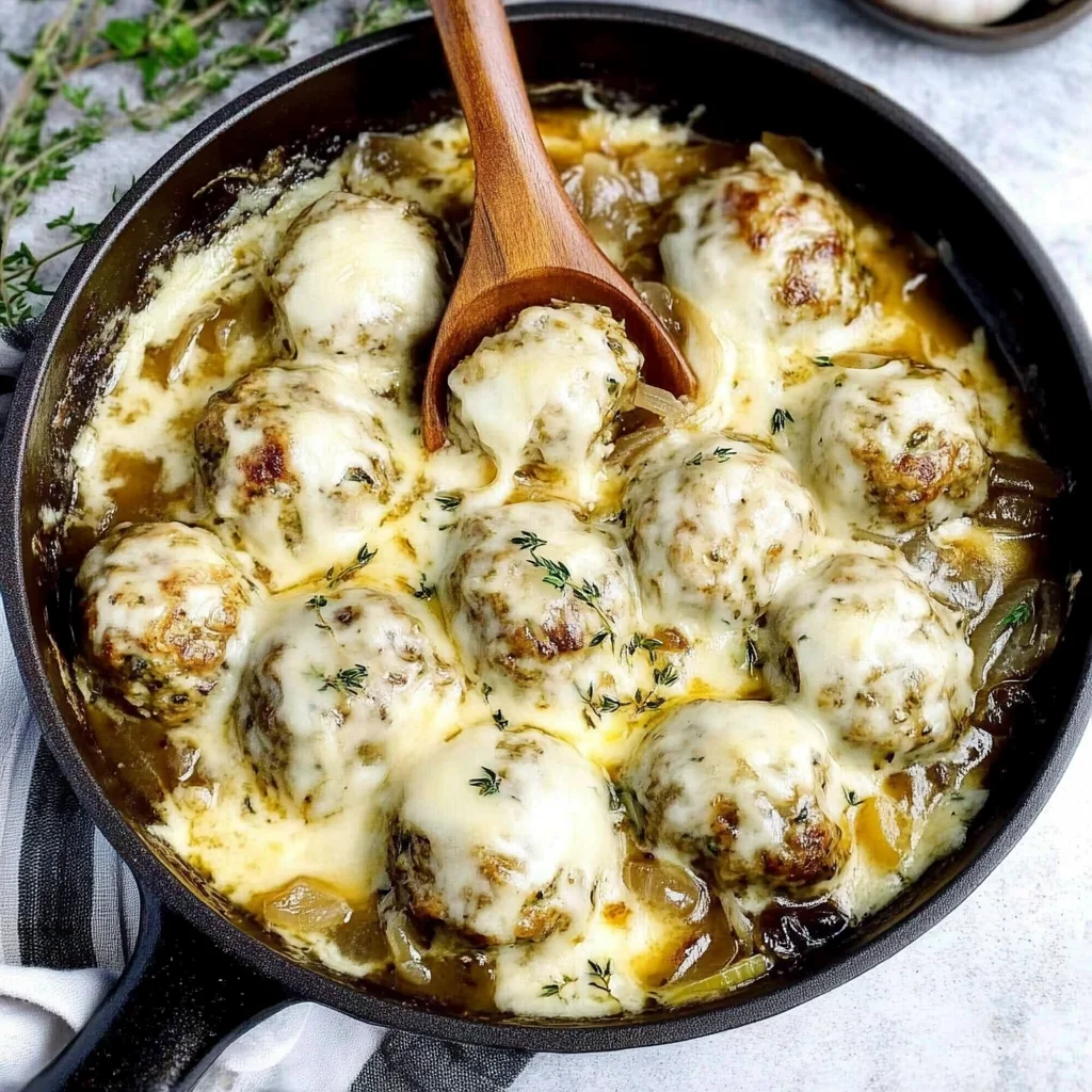 French Onion Chicken Meatballs