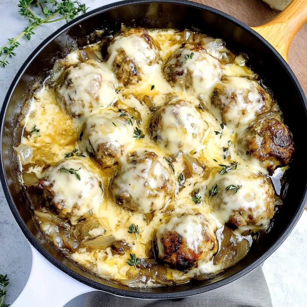 French Onion Chicken Meatballs
