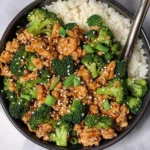 Honey Sriracha Ground Chicken and Broccoli