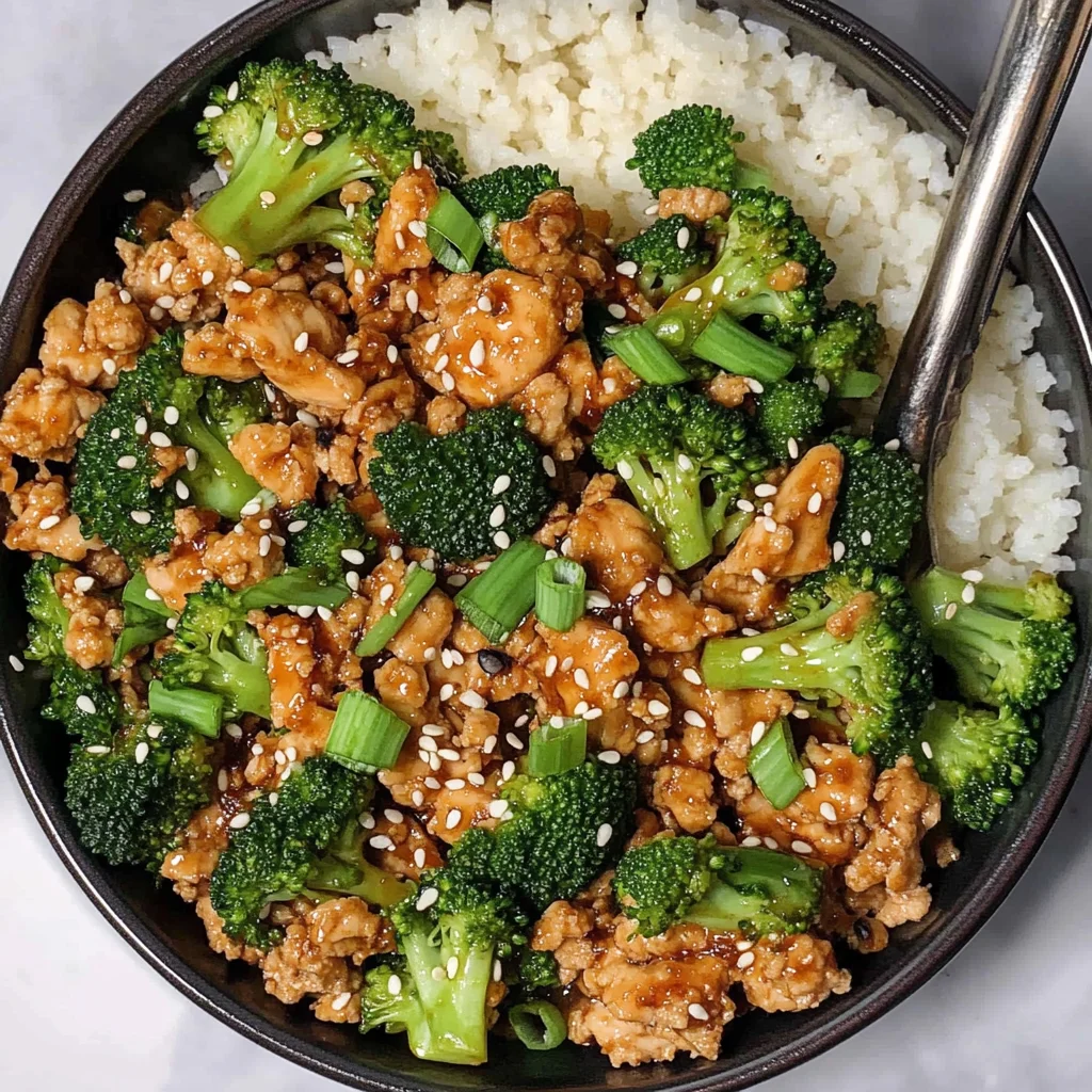 Honey Sriracha Ground Chicken and Broccoli