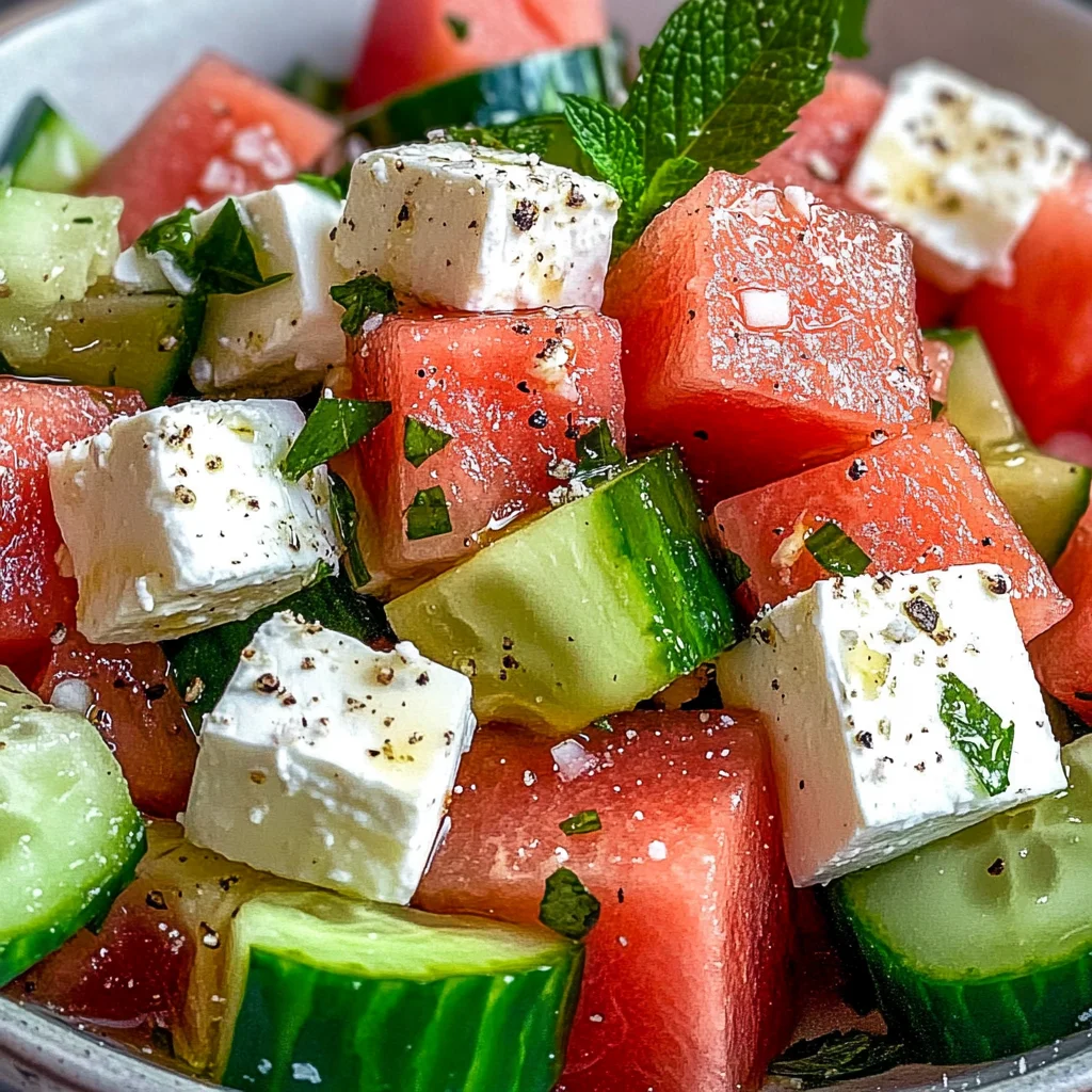 SIMPLE Watermelon + Cucumber + Feta Salad
