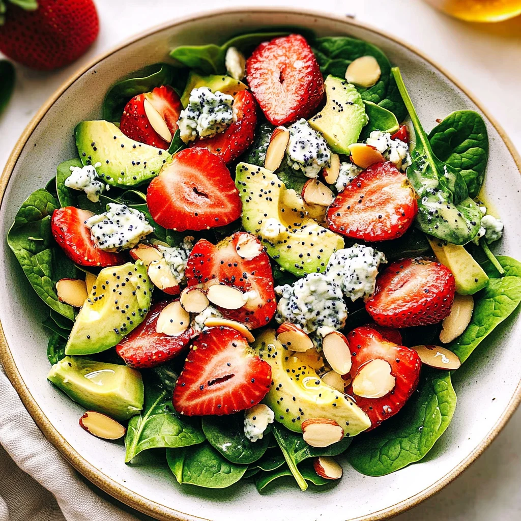 Strawberry Avocado Spinach Salad with Poppyseed Dressing
