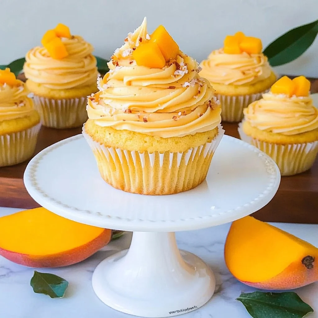 Tropical Mango Vanilla Cupcakes