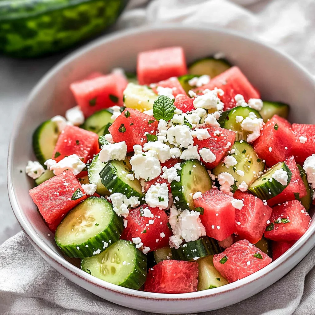 Watermelon Salad with Cucumber and Feta