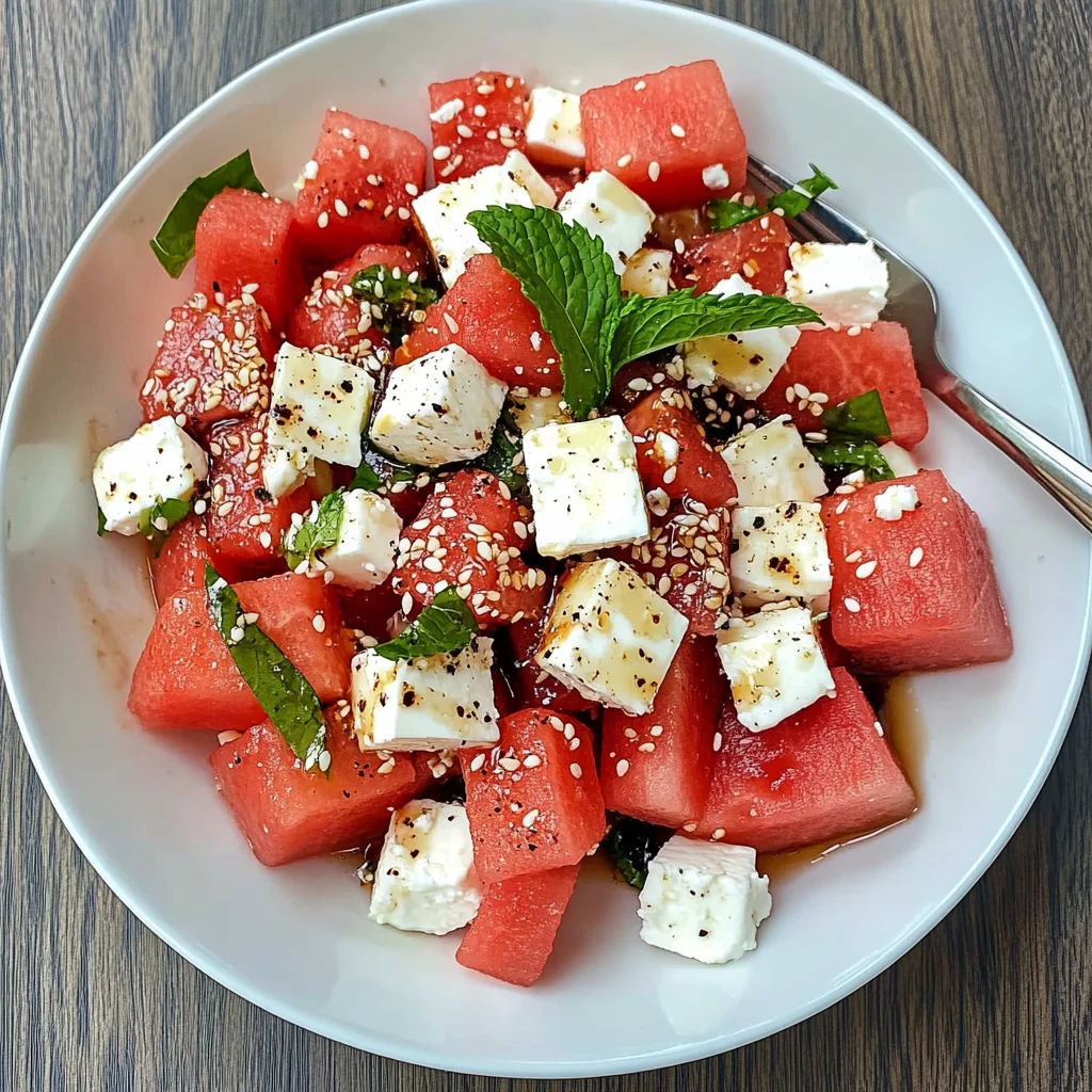 Watermelon and Feta Salad with Honey Balsamic Vinaigrette