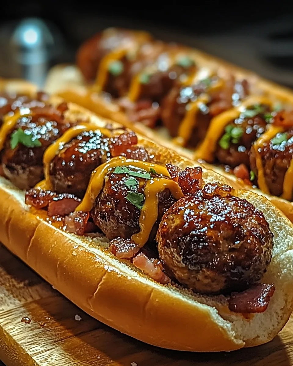 Bourbon BBQ Turkey Bacon Cheeseburger Meatball Subs Ready in 30 Minutes