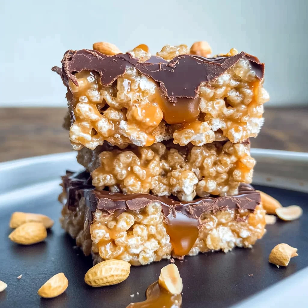 Caramel Peanut Rice Krispie Treats