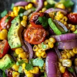 Charred Corn Avocado Salad with Roasted Red Onions