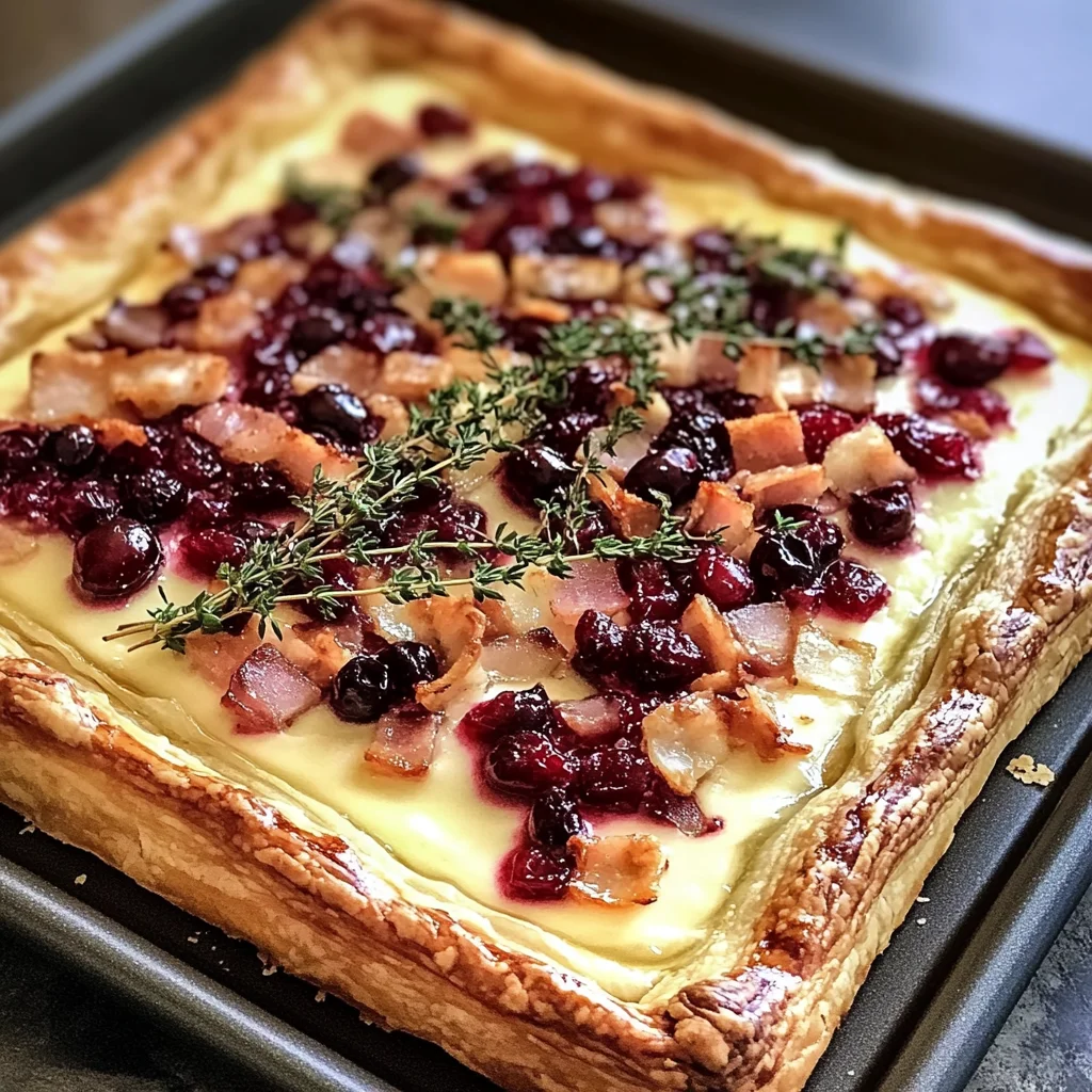 Cranberry Brie Tart with Pancetta & Thyme