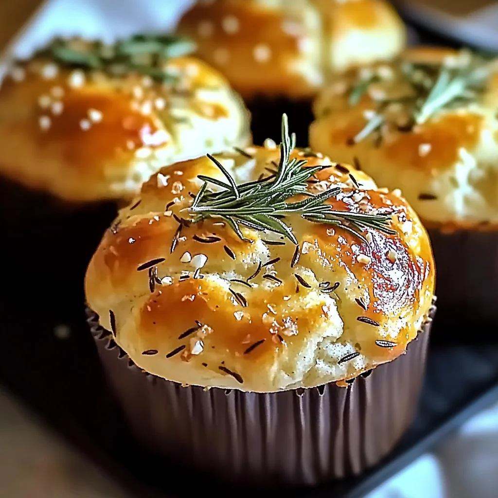 Easy Garlic Rosemary Focaccia Muffins