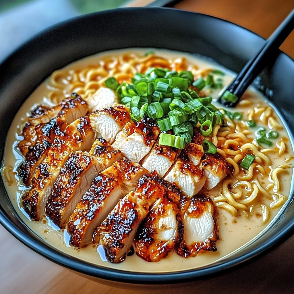 Fiery Chicken Ramen with Creamy Garlic Sauce
