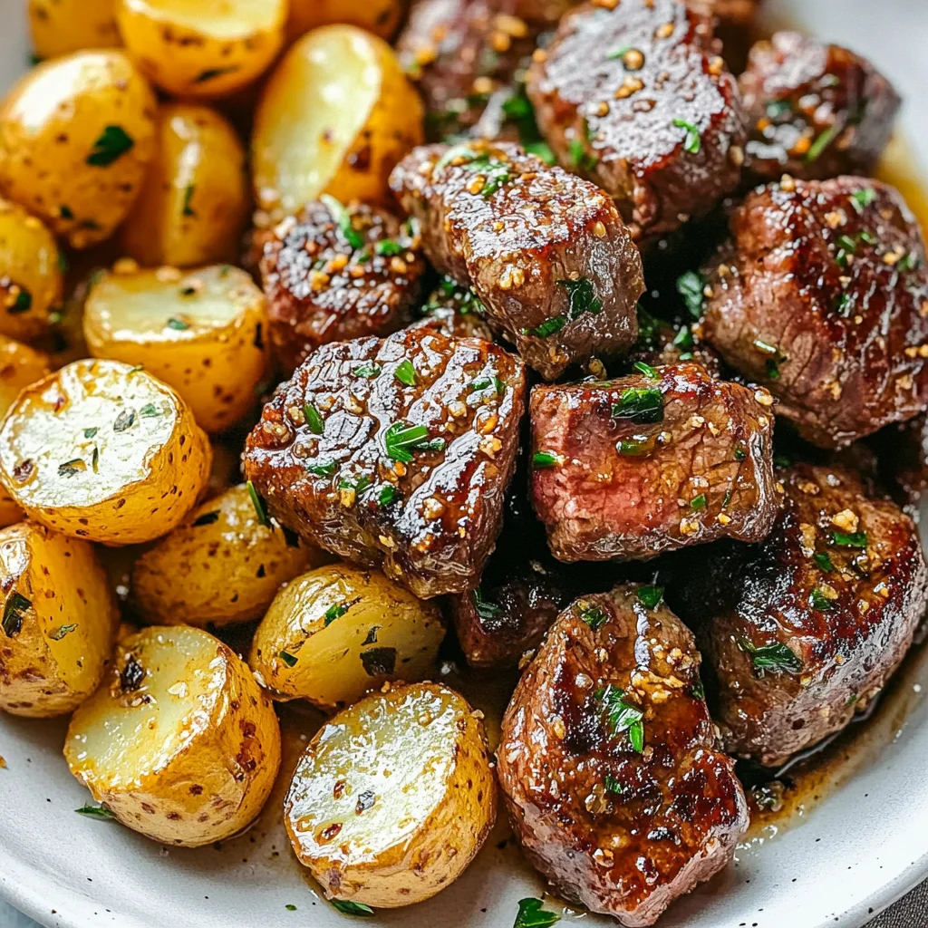 Garlic Steak Bites and Potatoes