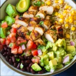 Grilled Chicken Burrito Bowls with Avocado Salsa