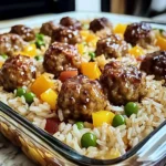 Honey Garlic Meatball & Rice Bake