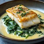 Lemon-Garlic Sea Bass with Creamed Spinach