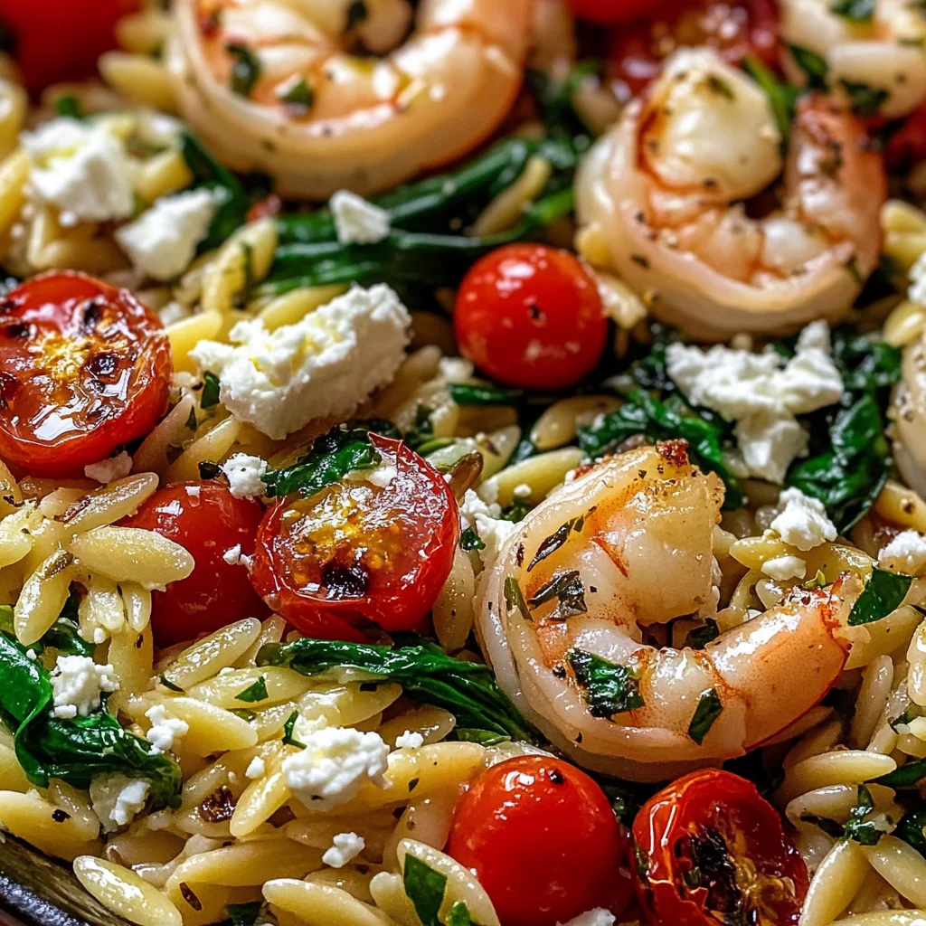 Lemon Feta Orzo Shrimp