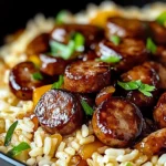 One Pan Sweet And Tangy Bbq Sausage Rice