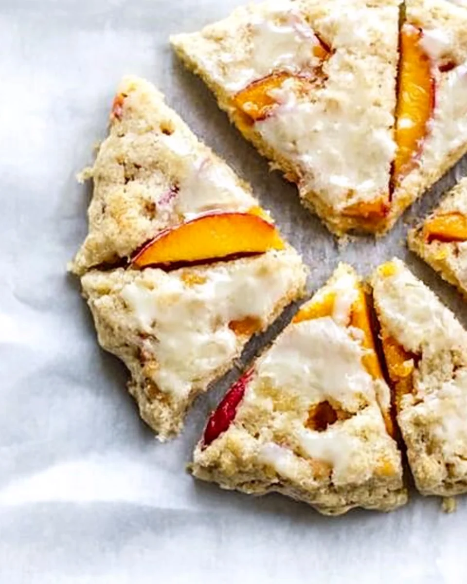 Peach Scones with Honey Vanilla Glaze