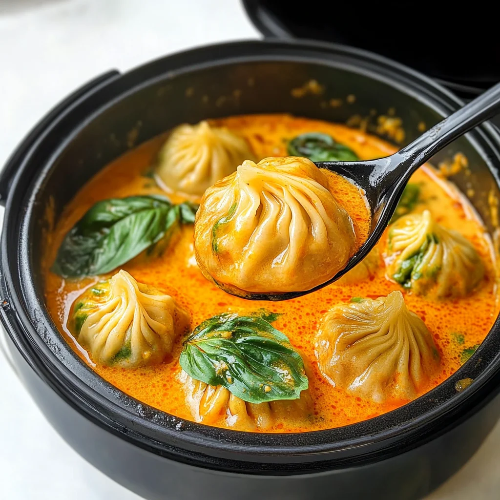 Soup Dumplings in Thai Red Curry Sauce
