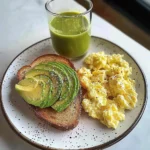 Avocado Toast & Fluffy Scramble with Iced Matcha