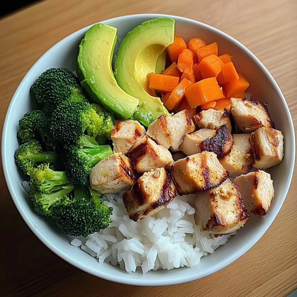 Chicken, Rice & Veggie Bowl with Avocado