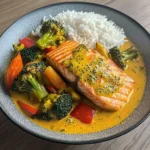 Coconut Veggie Salmon Curry with Rice
