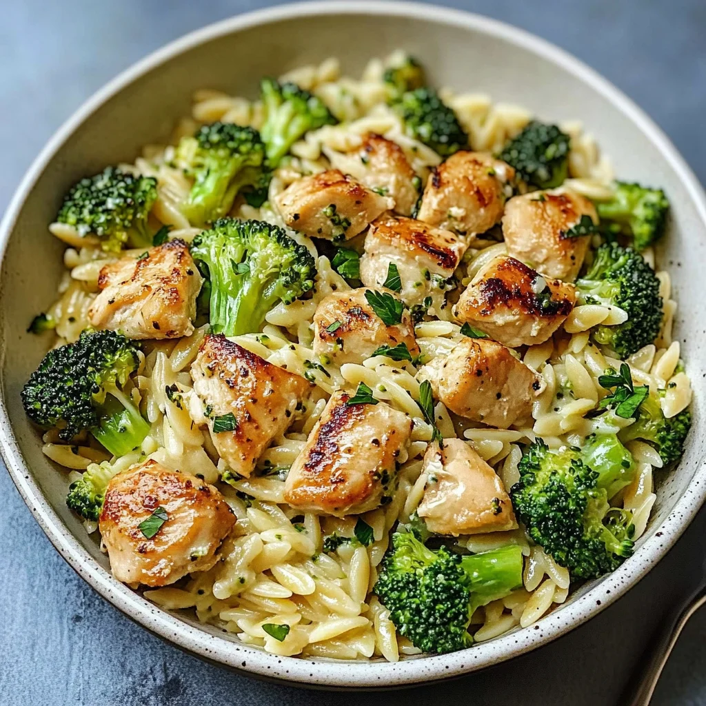 Creamy Chicken and Broccoli Orzo Bowl