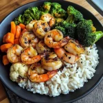 Garlic Butter Shrimp with Steamed Rice & Mixed Vegetables