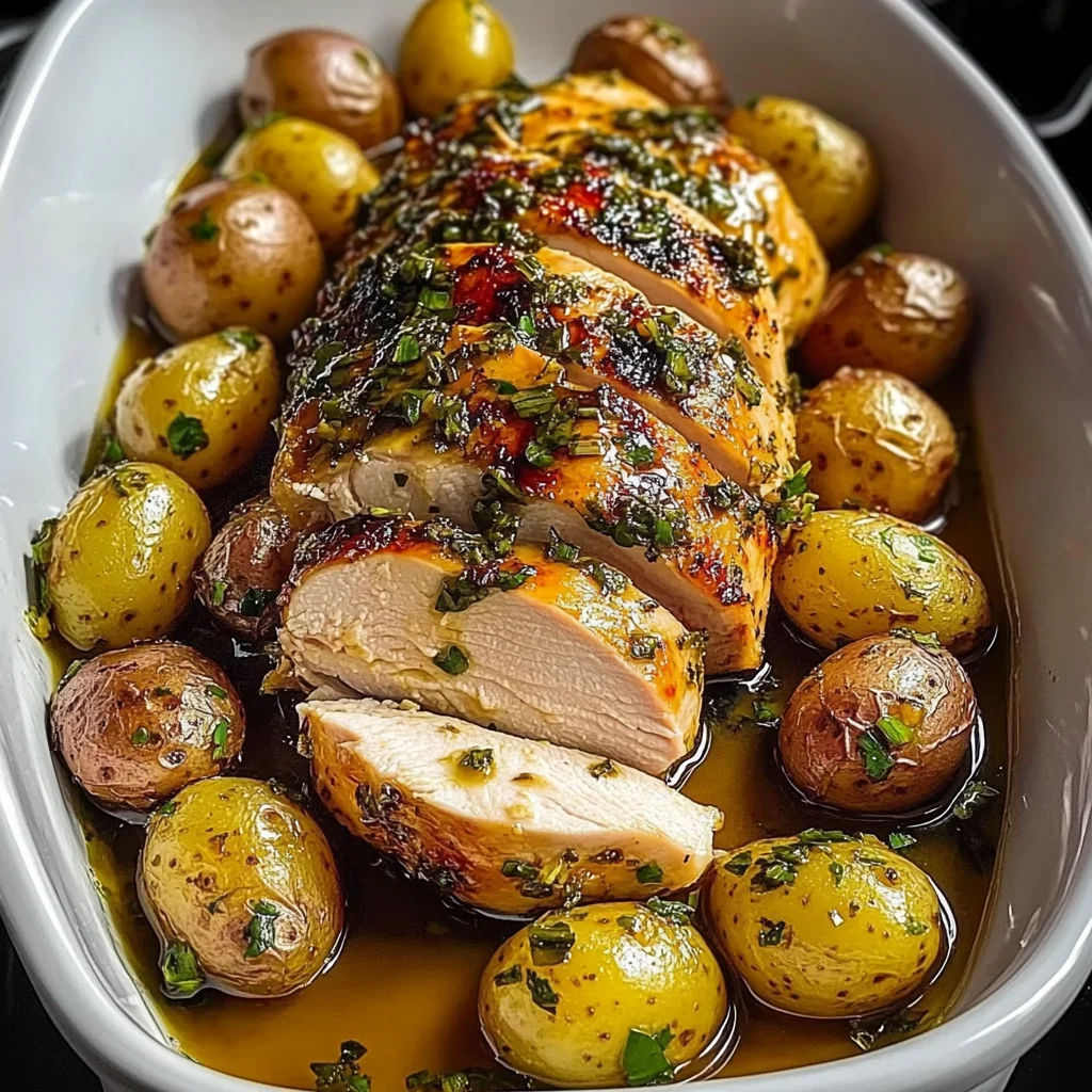 Garlic Herb Roasted Chicken Breast with Baby Potatoes