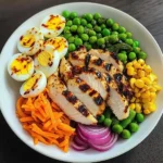 Grilled Chicken Protein Bowl with Eggs, Veggies & Creamy Dressing
