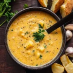 Hearty Cheddar Garlic Herb Potato Soup