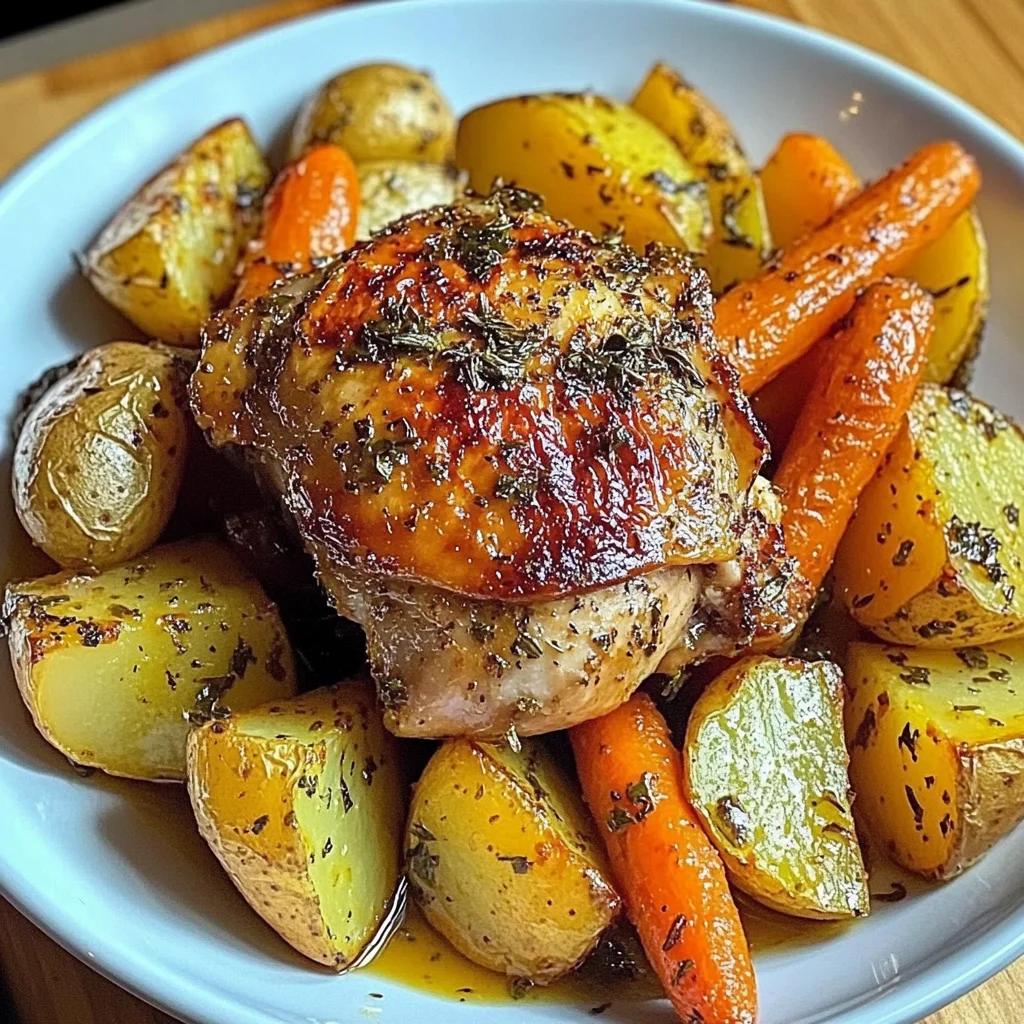 Herb-Roasted Chicken Thighs with Golden Potatoes & Sweet Carrots