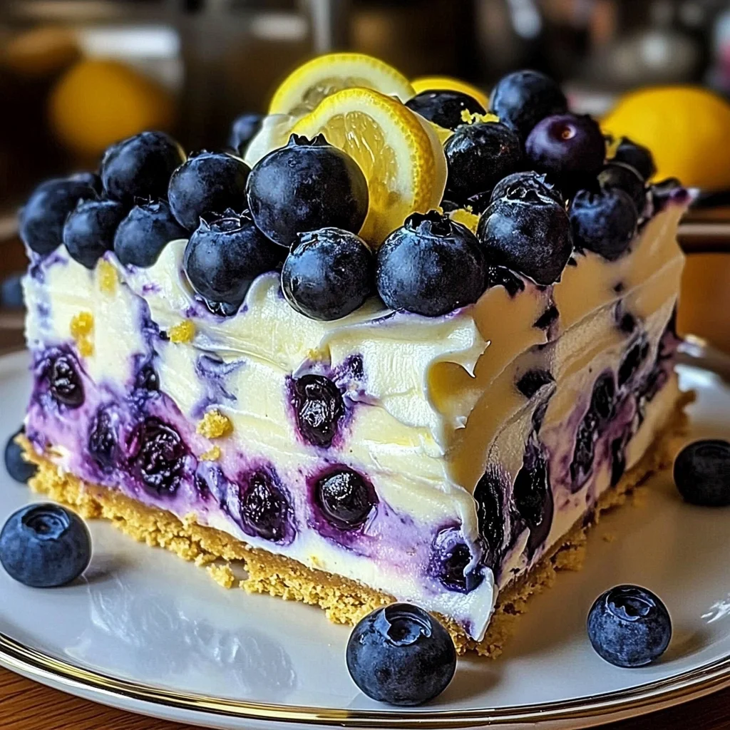 No-Bake Lemon dazzling Blueberry cream Cake