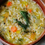 Orzo Leek and Dill Soup