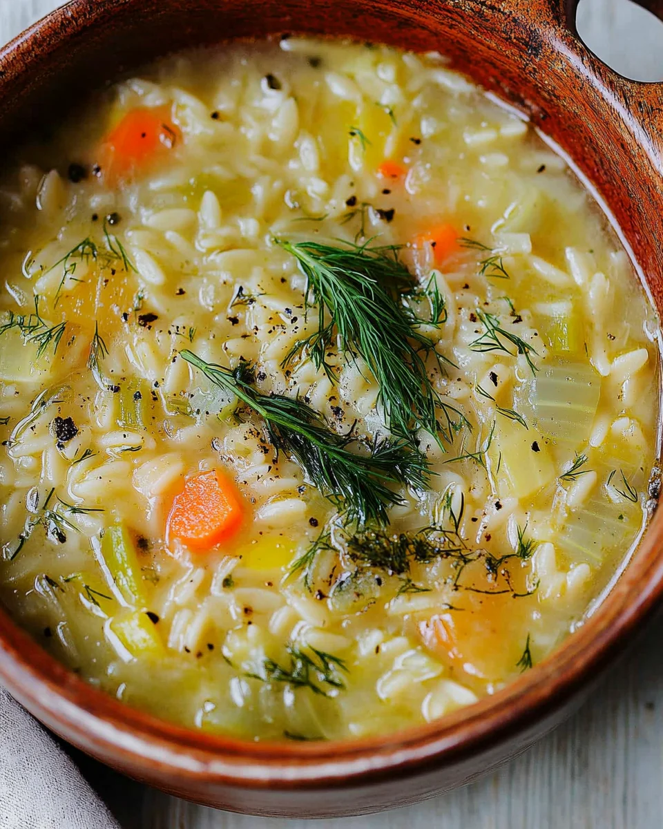 Orzo Leek and Dill Soup