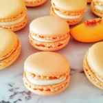 Peach Macarons with Fresh Peaches and Cream