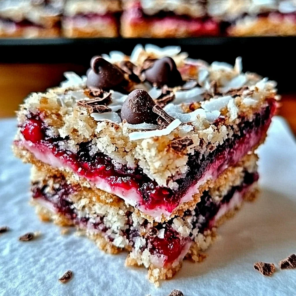 Raspberry Coconut Magic Bars