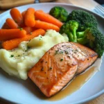 Salmon with Mashed Potatoes and Vegetables